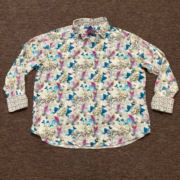 Robert Graham Men’s XL Abstract Print Button-Up Shirt Classic Fit Flip Cuff READ - Picture 1 of 14